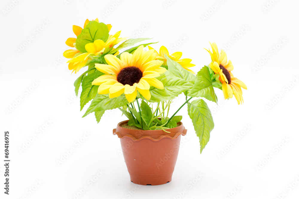 plastic sunflower isolated on white background plastic sunflower isolated on white background
