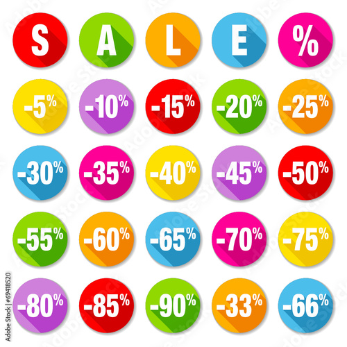 Price Tags Round Set "Sale" Minus Color