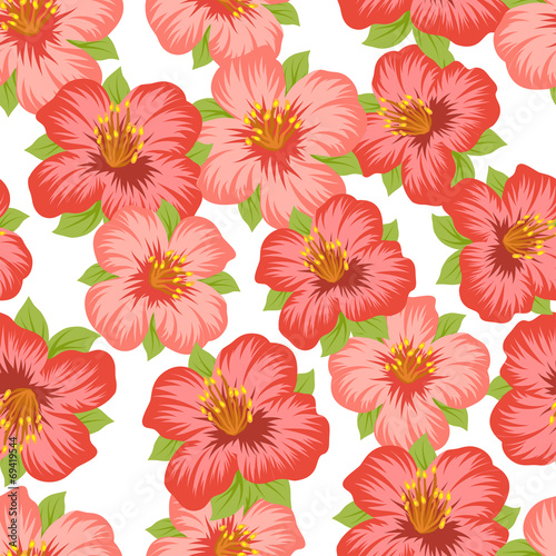 Seamless floral pattern with pretty stylized flowers.