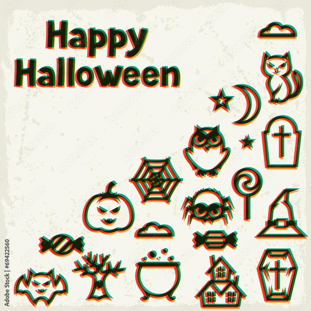 Happy halloween greeting card with effect overlay.