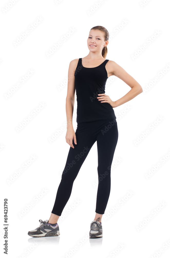 Young woman in sports concept isolated on white Young woman in sports concept isolated on white