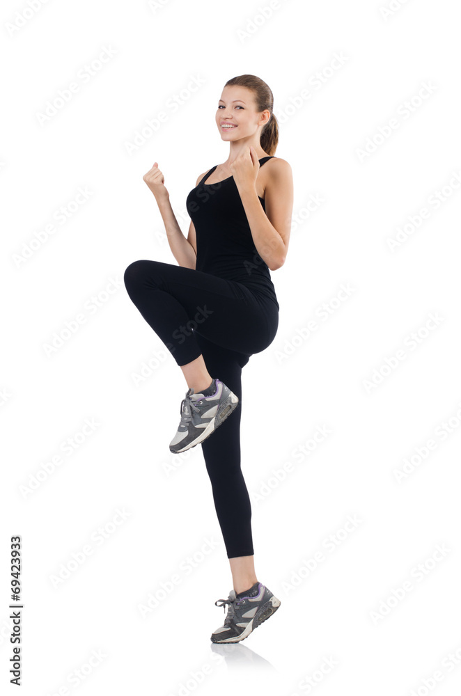 Young woman in sports concept isolated on white Young woman in sports concept isolated on white