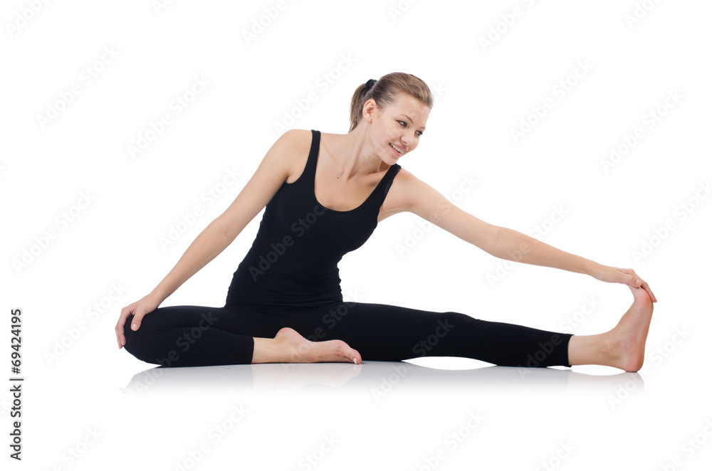 Young woman in sports concept isolated on white Young woman in sports concept isolated on white
