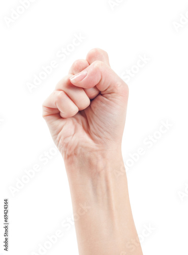Fist. Gesture of the hand on white background.