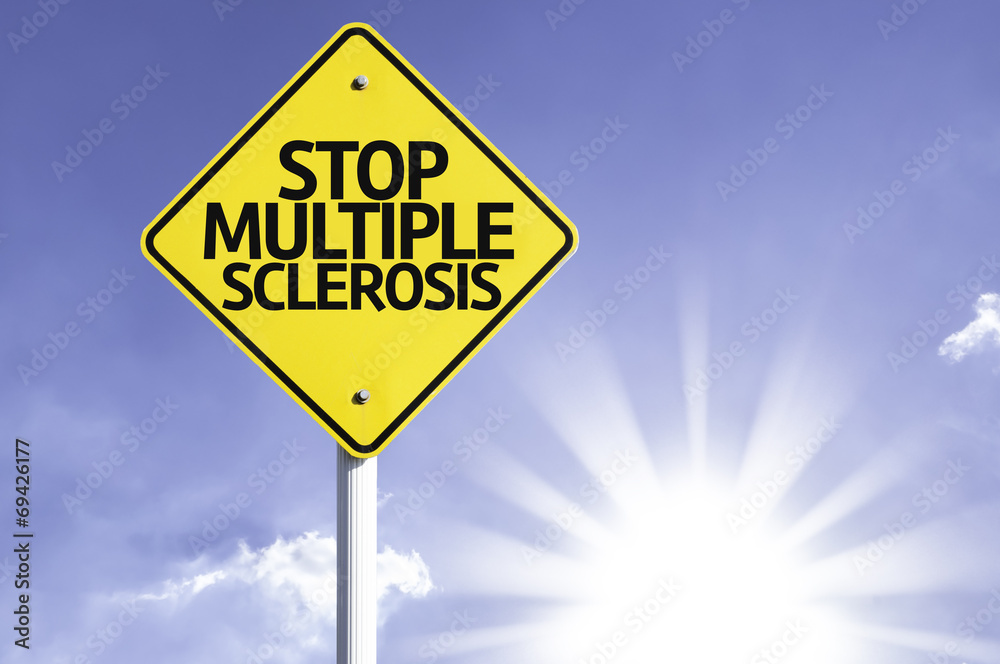 Stop Multiple Sclerosis sign with sun background Stop Multiple Sclerosis sign with sun background
