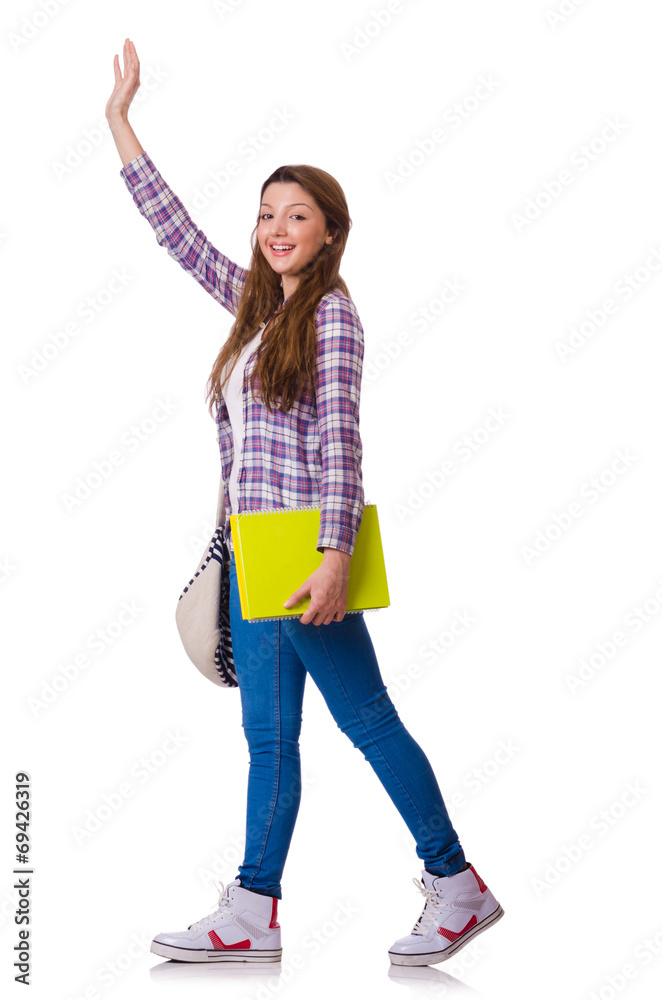 Young student with books isolated on the white Young student with books isolated on the white