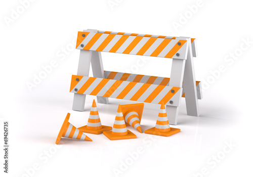 Road cones warning of road repair