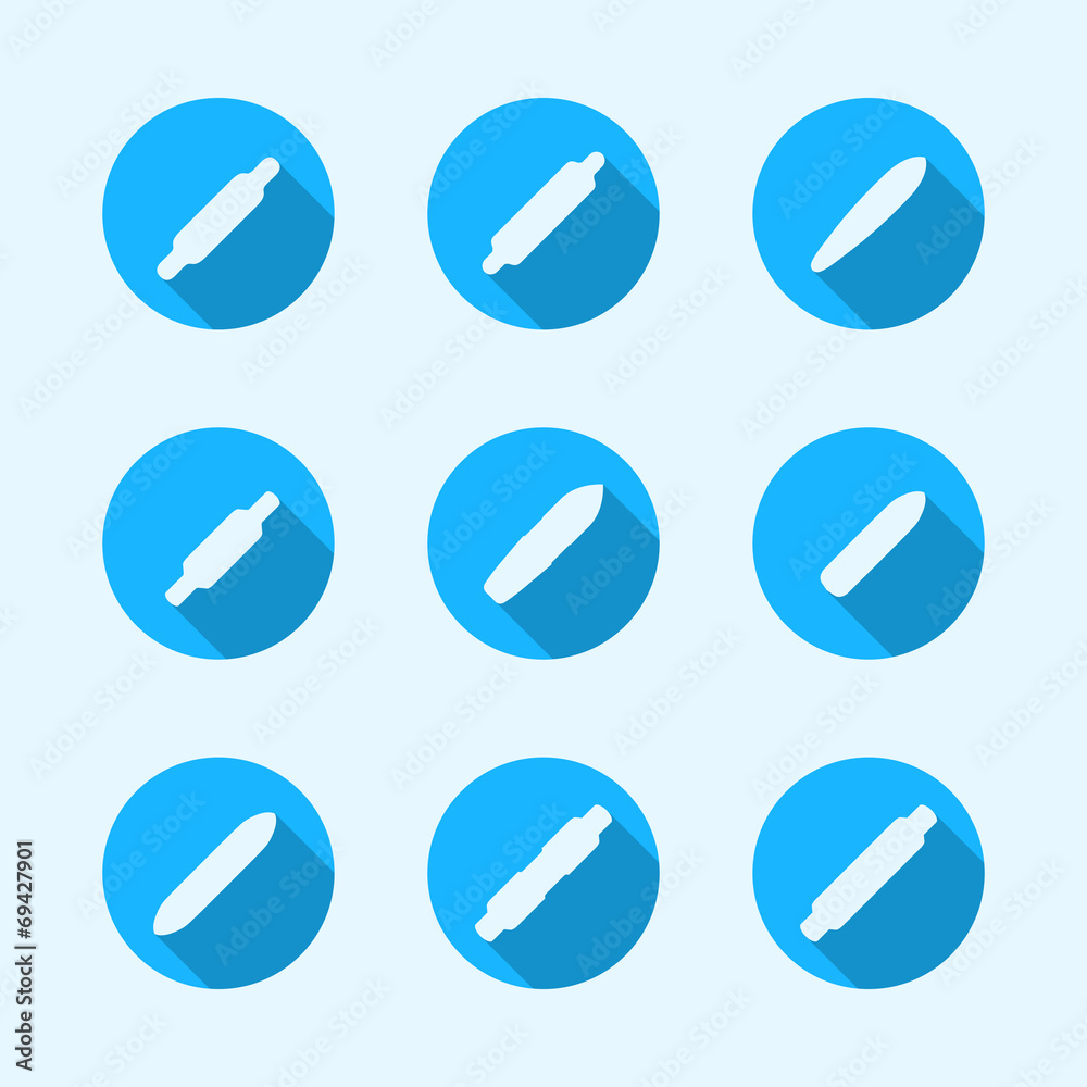 Flat vector icons for longboard Flat vector icons for longboard