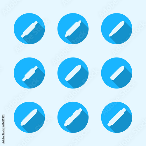 Flat vector icons for longboard