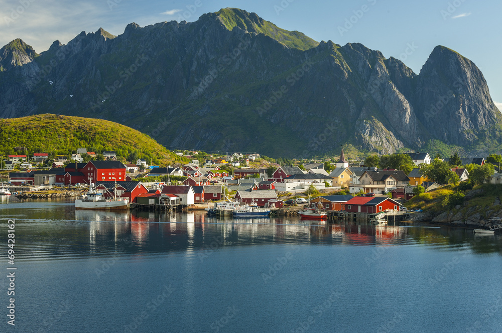 Krajobraz wiejski, Norwegia , Lofoty, Reine Krajobraz wiejski, Norwegia , Lofoty, Reine