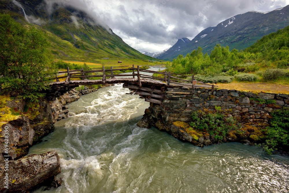 Naklejka premium Krajobraz wiejski, Norwegia