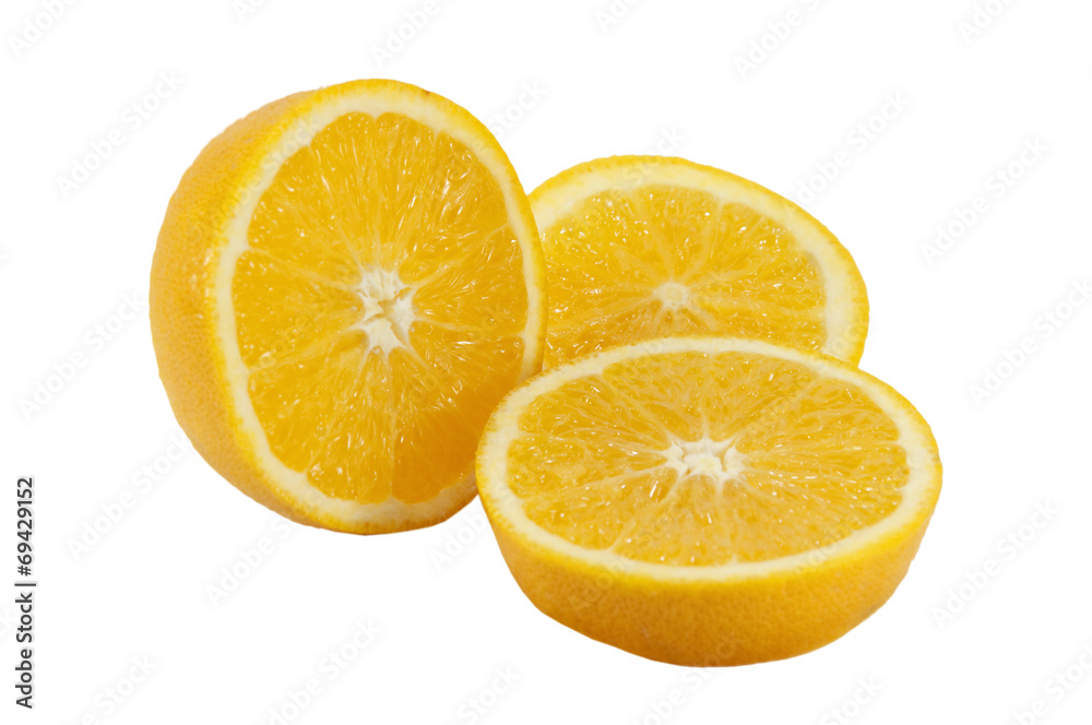 Orange fruit on white background