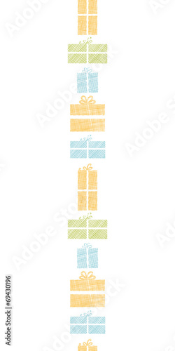 Colorful gift boxes textile texture vertical border seamless