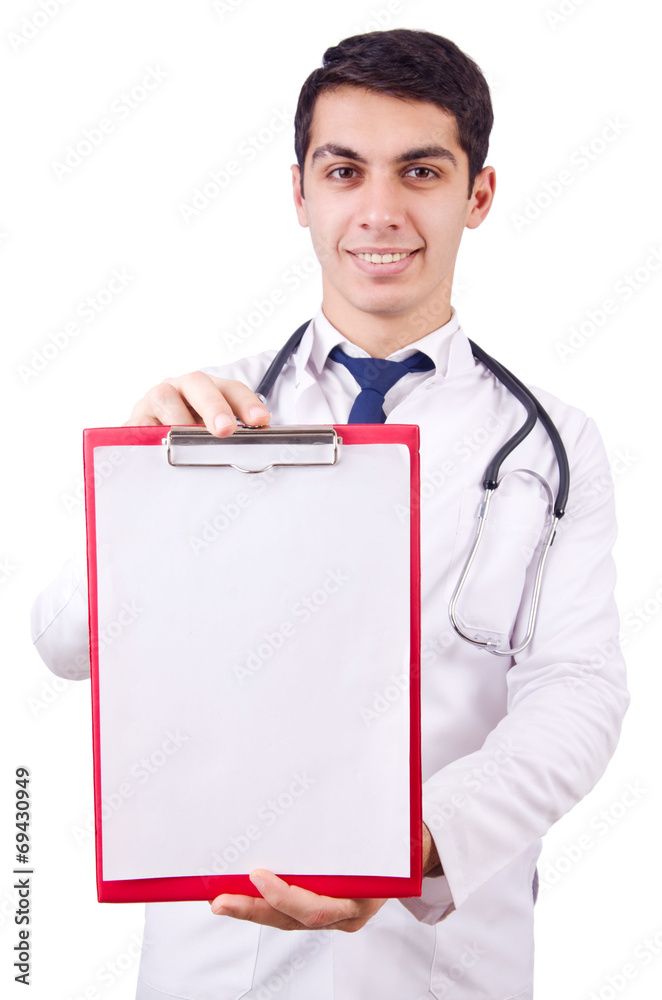 Young male doctor isolated on white Young male doctor isolated on white