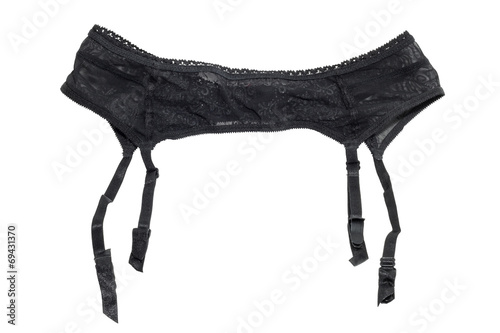 Εκτύπωση καμβά Closeup of sexy black lace garter belt, isolated
