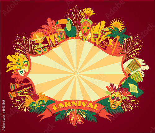 Brazilian Carnival. Vector colorful background.Frame for design.