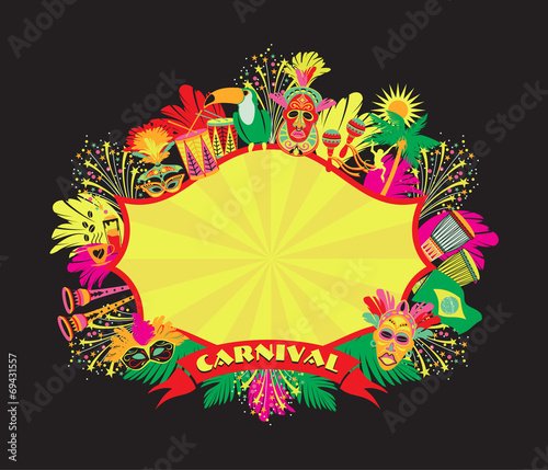 Brazilian Carnival. Vector colorful background.Frame for design.