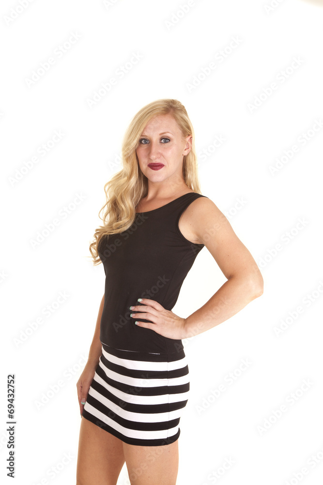 woman black stripe dress woman black stripe dress