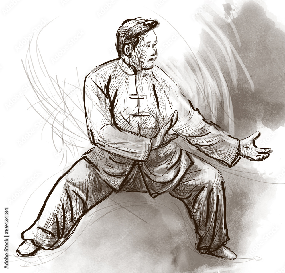 Taiji (Tai Chi). An full sized hand drawn illustration Stock Photo | Adobe  Stock