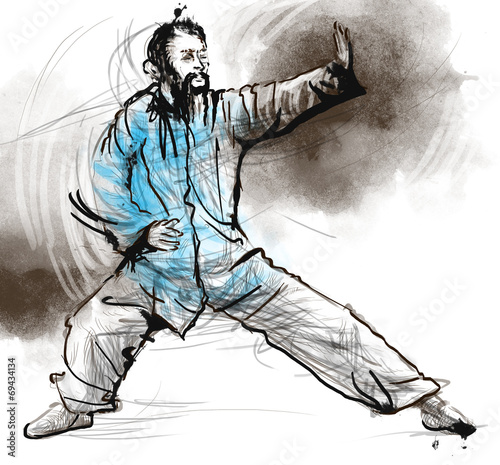 Taiji  Tai Chi . An full sized hand drawn illustration