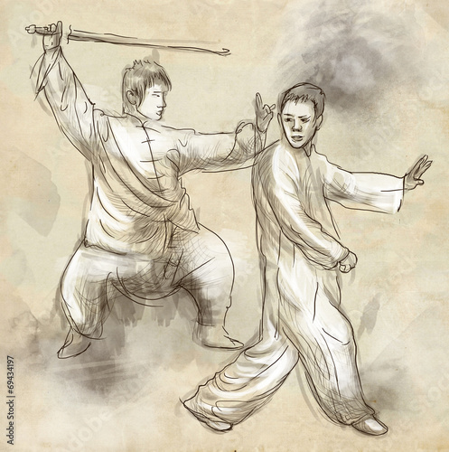 Taiji (Tai Chi). An full sized hand drawn illustration