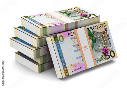 Stacks of 50 Swedish krones