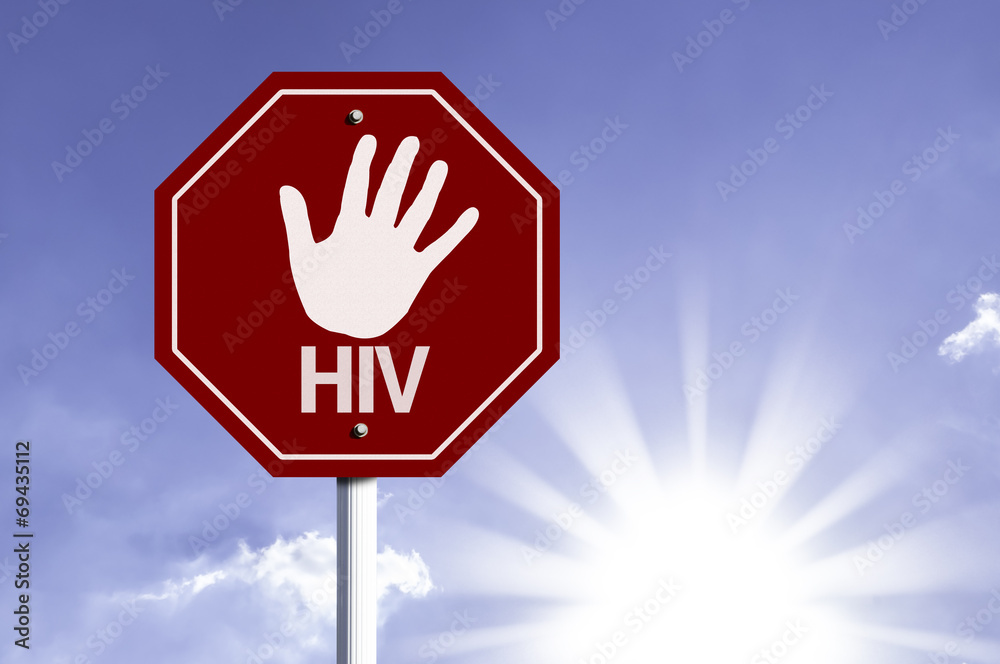 Stop HIV red sign with sun background Stop HIV red sign with sun background