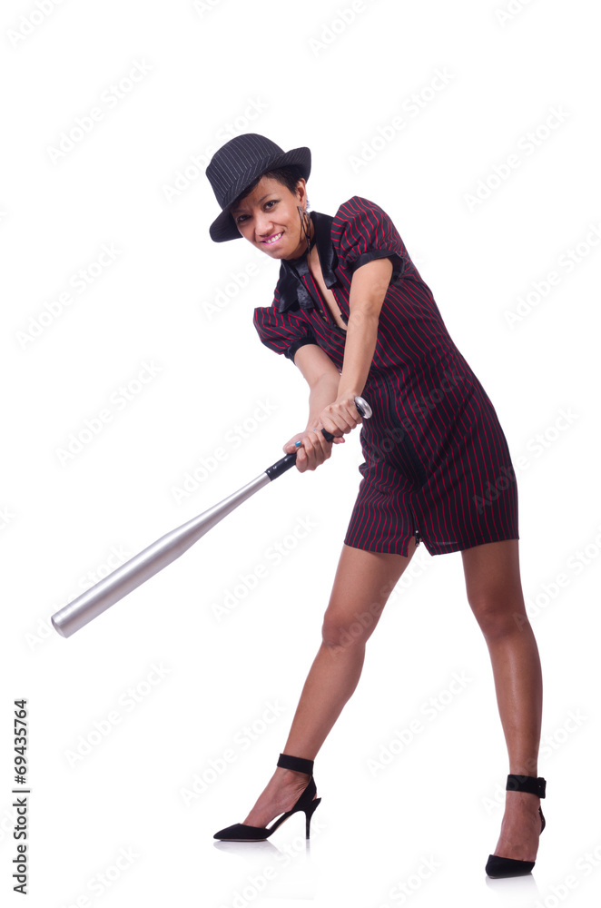 Woman gangster with baseball bat Woman gangster with baseball bat