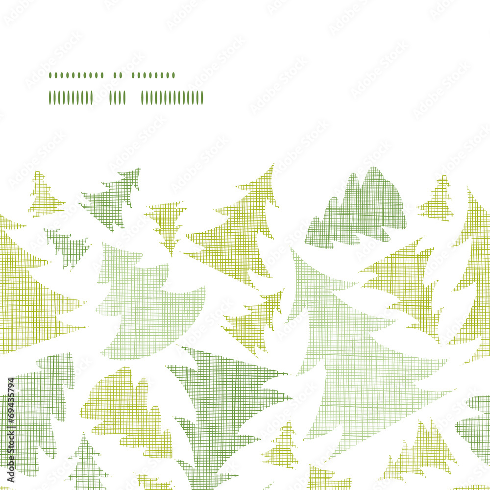 Fototapeta premium Green Christmas trees silhouettes textile horizontal frame