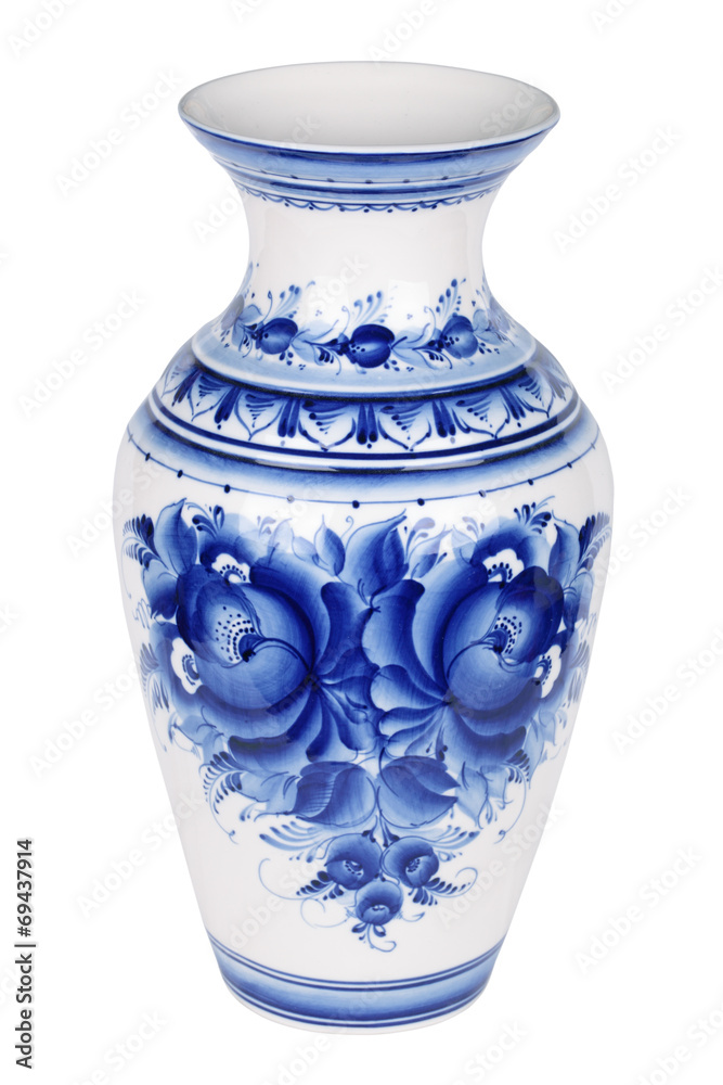 Gzhel vase, isolated