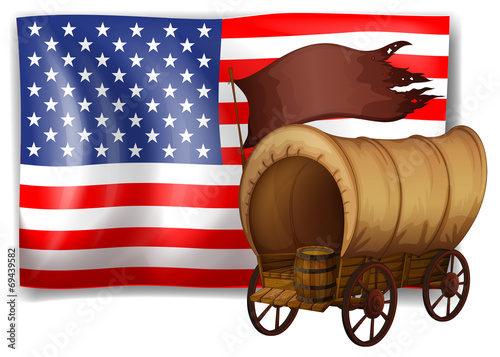 The USA flag at the back of a wagon