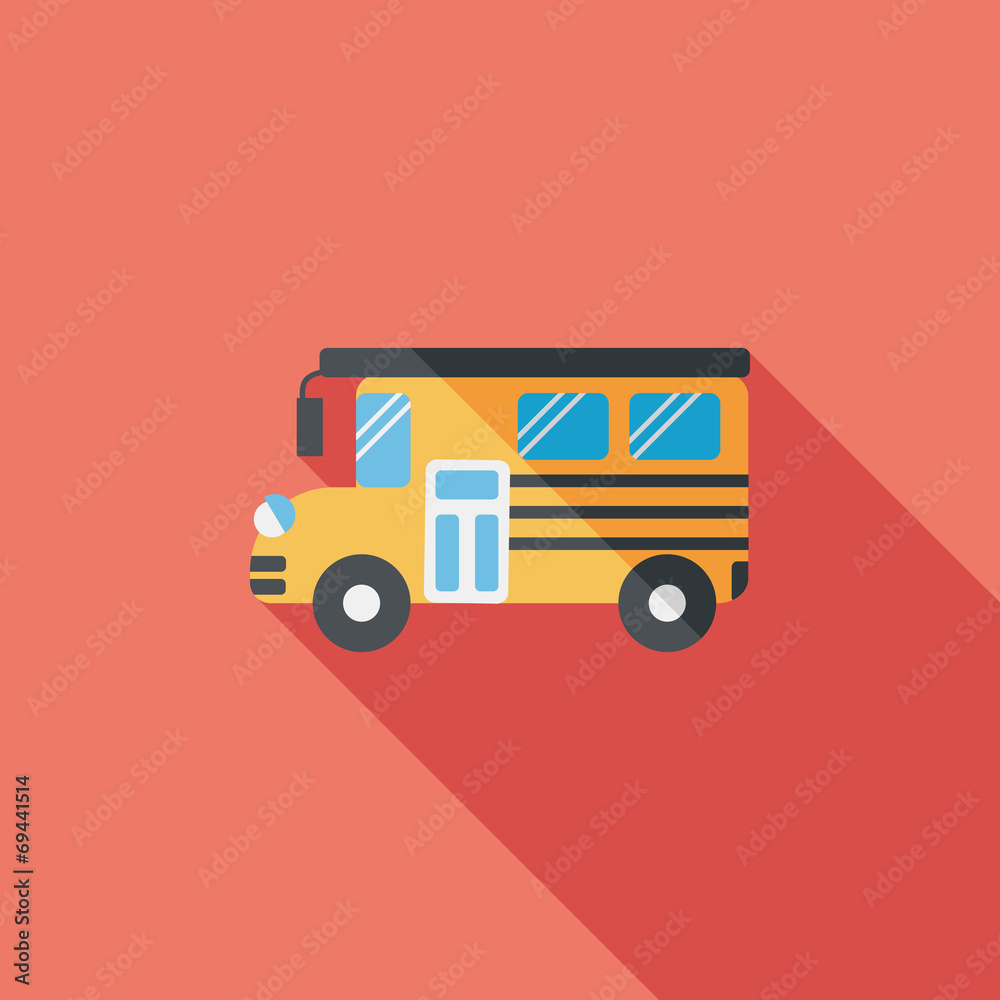 School Bus flat icon with long shadow,eps10 School Bus flat icon with long shadow,eps10