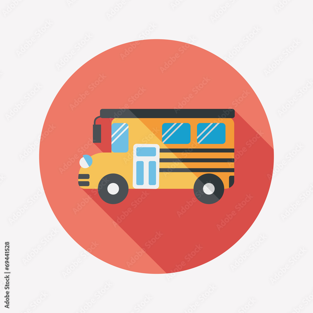 School Bus flat icon with long shadow,eps10 School Bus flat icon with long shadow,eps10