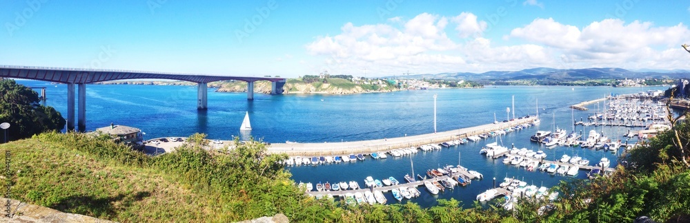 Panoramic view of Ribadeo seaport in Galicia, Spain