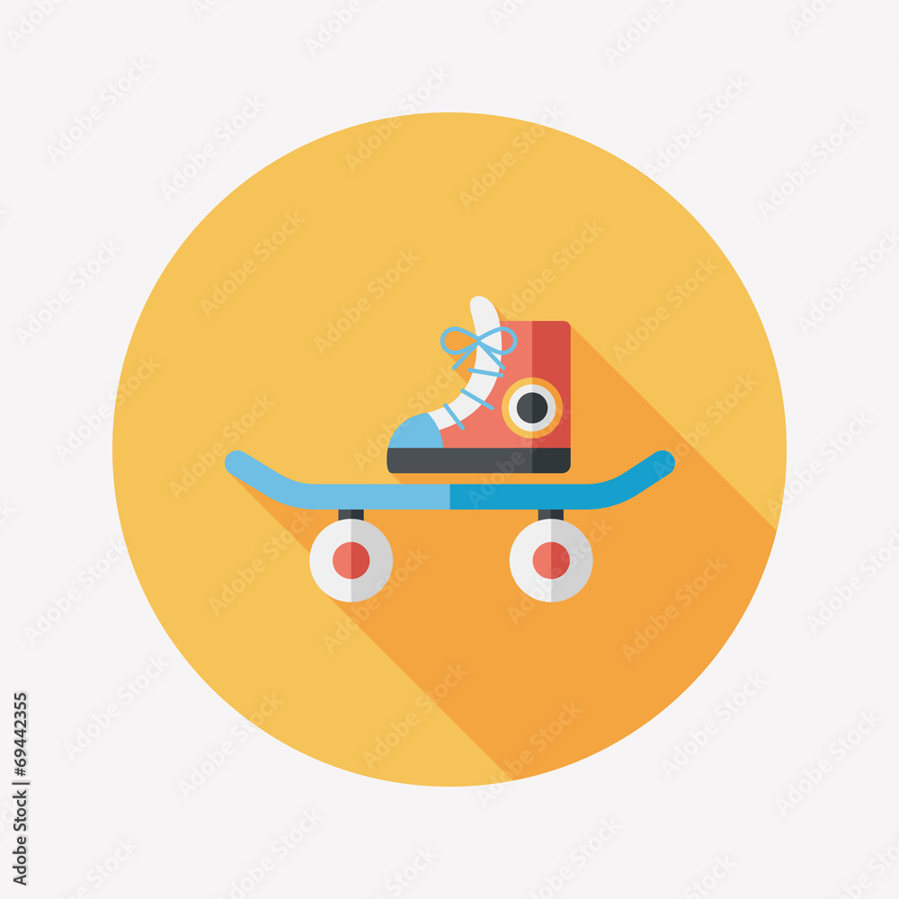 Skateboard flat icon with long shadow Skateboard flat icon with long shadow