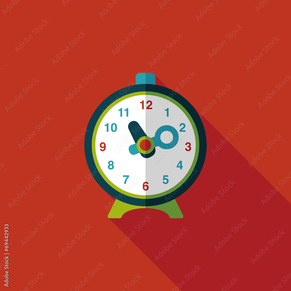 alarm clock flat icon with long shadow,eps10 alarm clock flat icon with long shadow,eps10