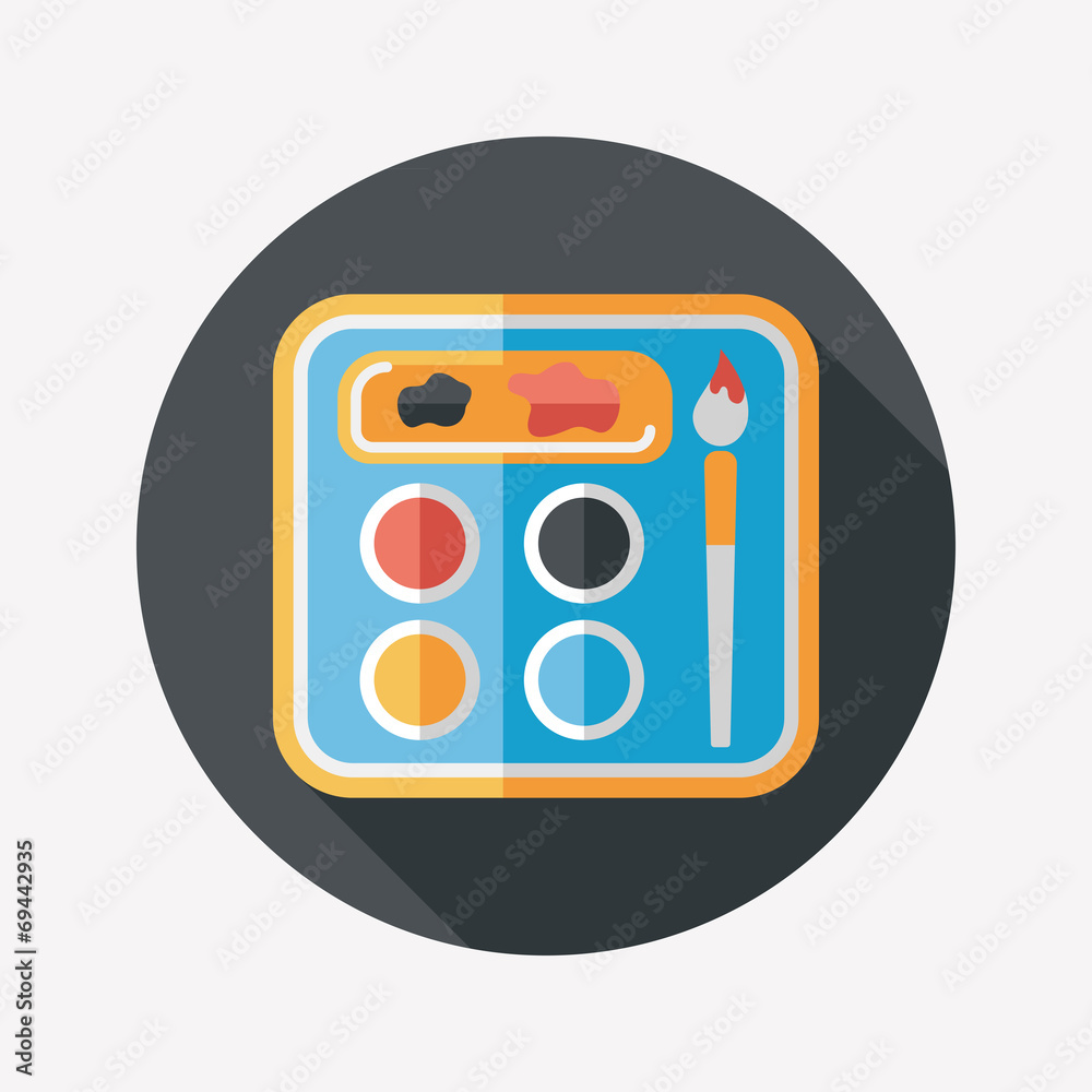 Art palette with paint brush flat icon with long shadow,eps 10 Art palette with paint brush flat icon with long shadow,eps 10