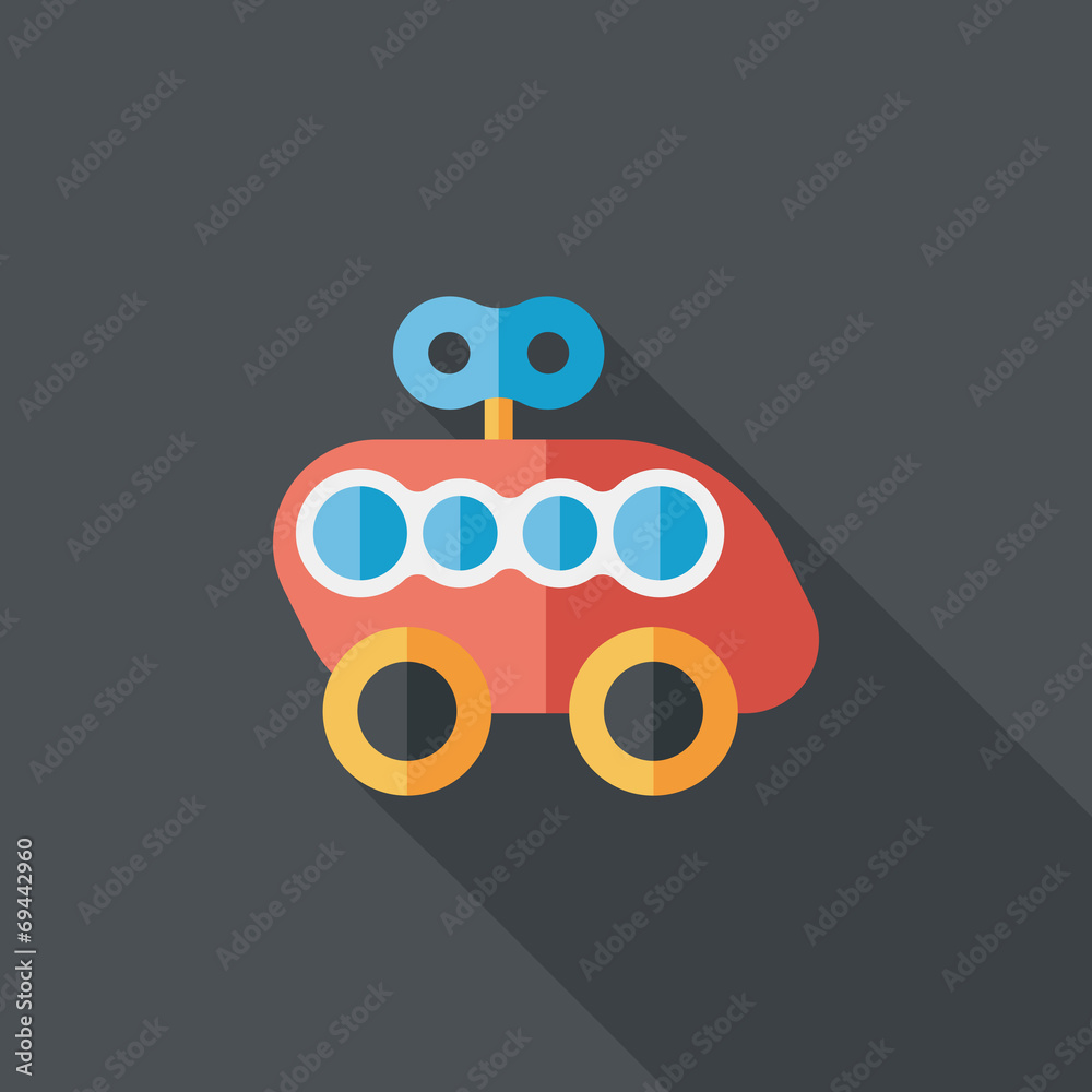 toy car flat icon with long shadow toy car flat icon with long shadow