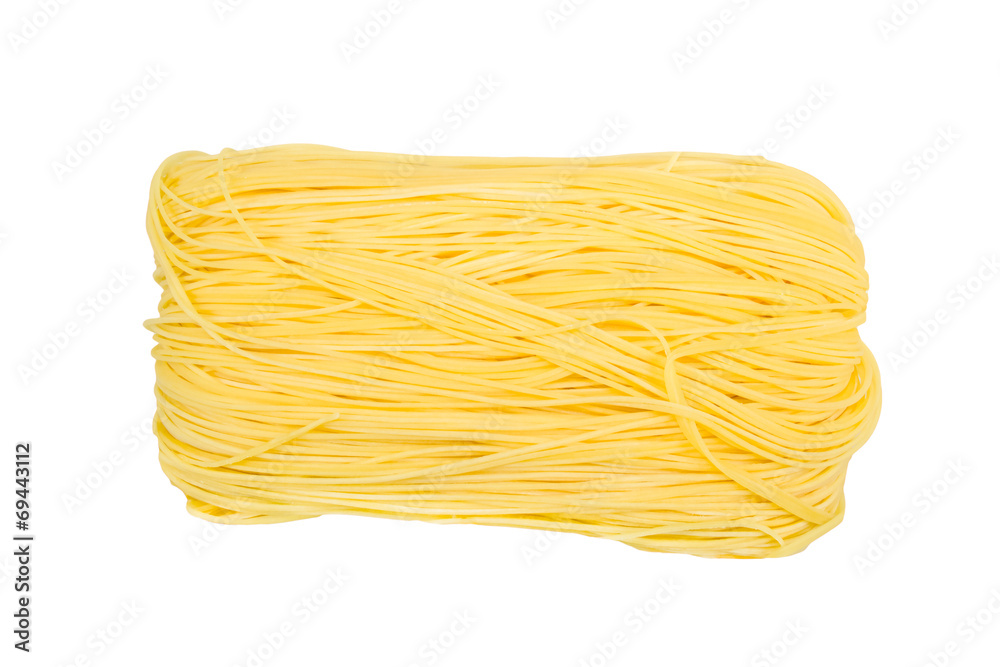Closeup Raw egg noodles isolated