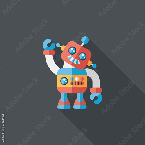 vintage robot flat icon with long shadow,eps 10