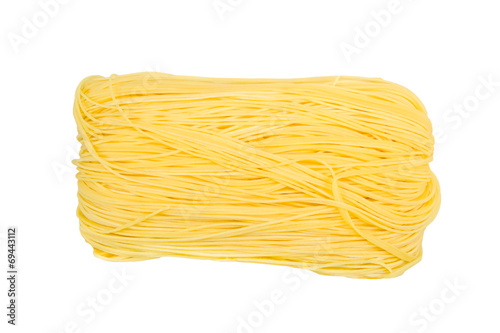Closeup Raw egg noodles isolated
