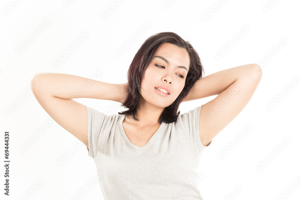 friendly smiling young woman portrait studio shot friendly smiling young woman portrait studio shot