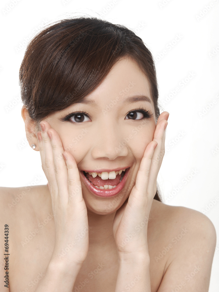 Portrait of happy smiling young girl with pretty face Portrait of happy smiling young girl with pretty face