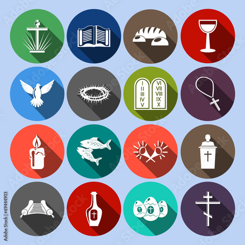 Christianity Icons Set Flat