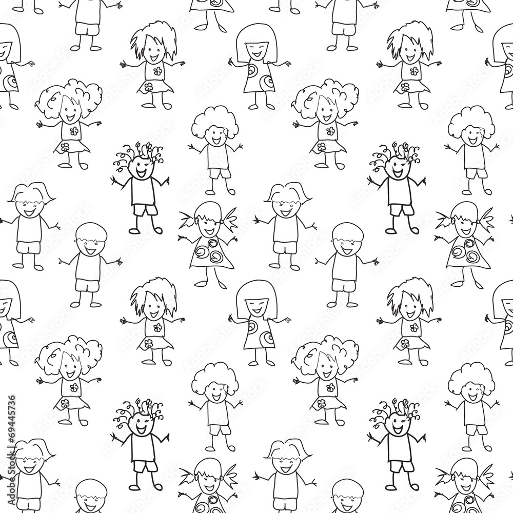 Kids Seamless black and white Pattern