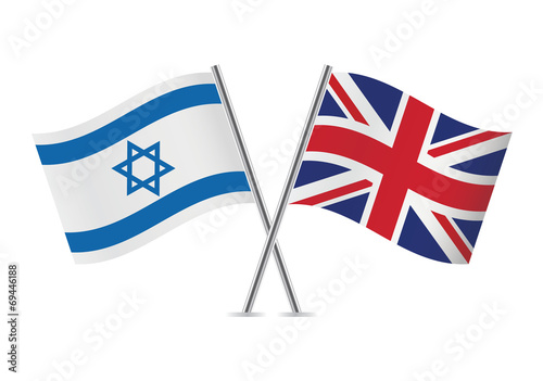 Israeli and British flags. Vector illustration.