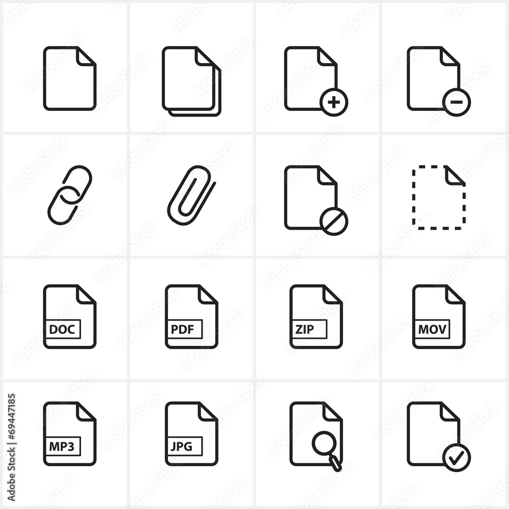 Flat Line Icons File Icons Vector Illustration Flat Line Icons File Icons Vector Illustration