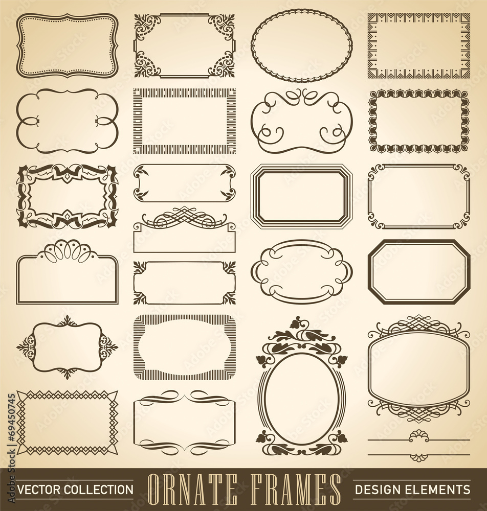 24 hand-drawn vintage frames and panels (vector)