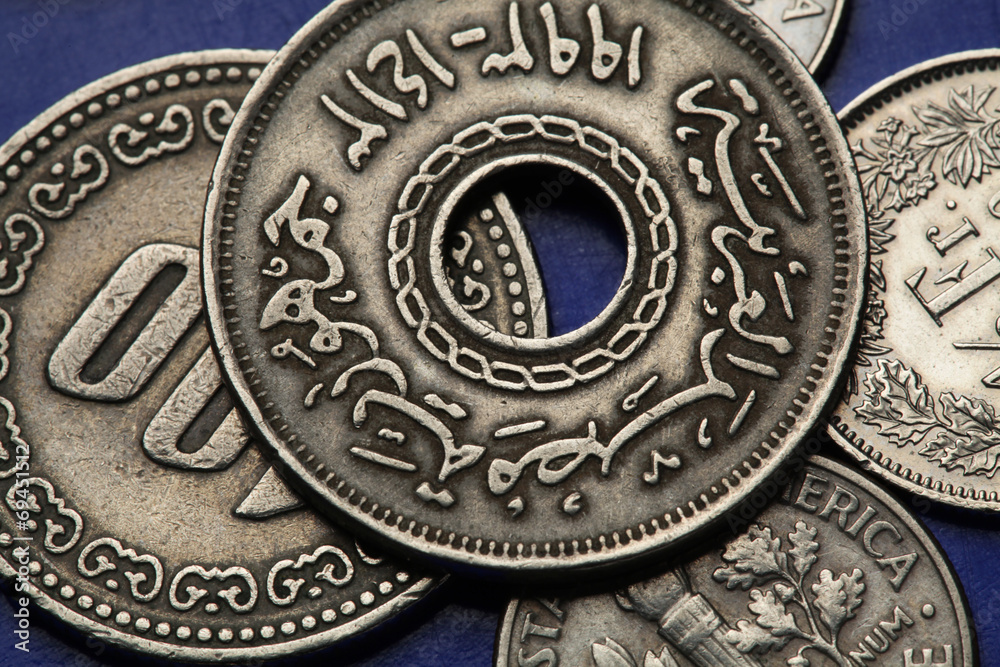 Coins of Egypt - obrazy, fototapety, plakaty 
