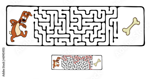 Vector Maze, Labyrinth with Dog. photo